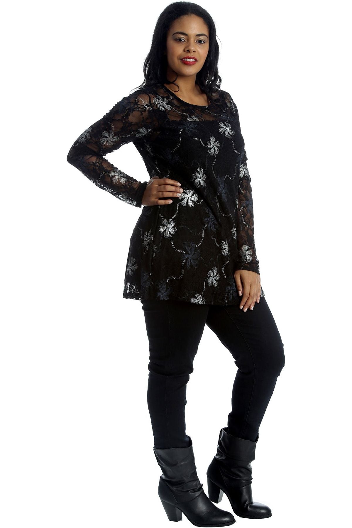 Lurex Glitter Lined Print Long Sleeve Dress WearAll