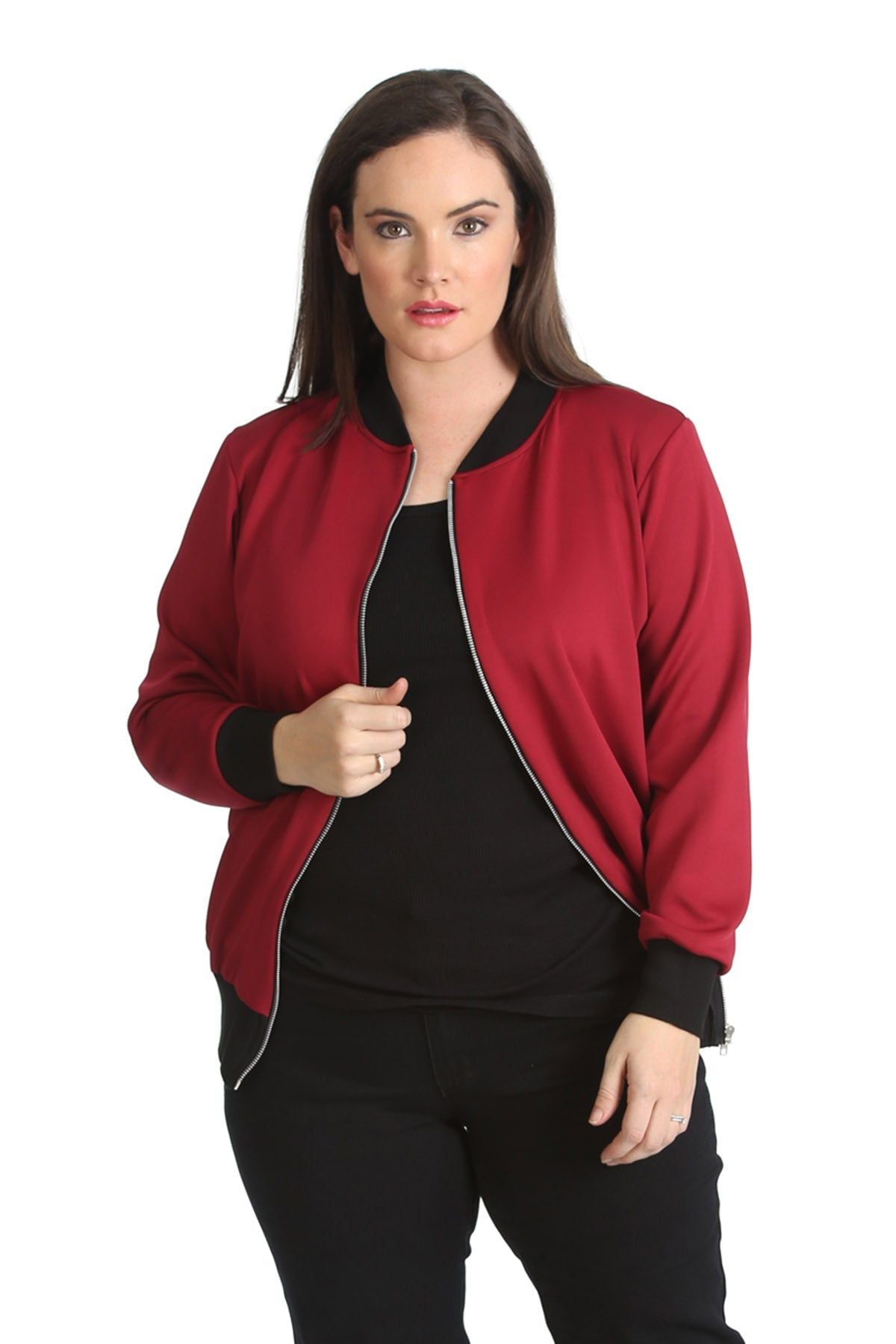 Plain Bomber Jacket Sleeve Top Jacket WearAll