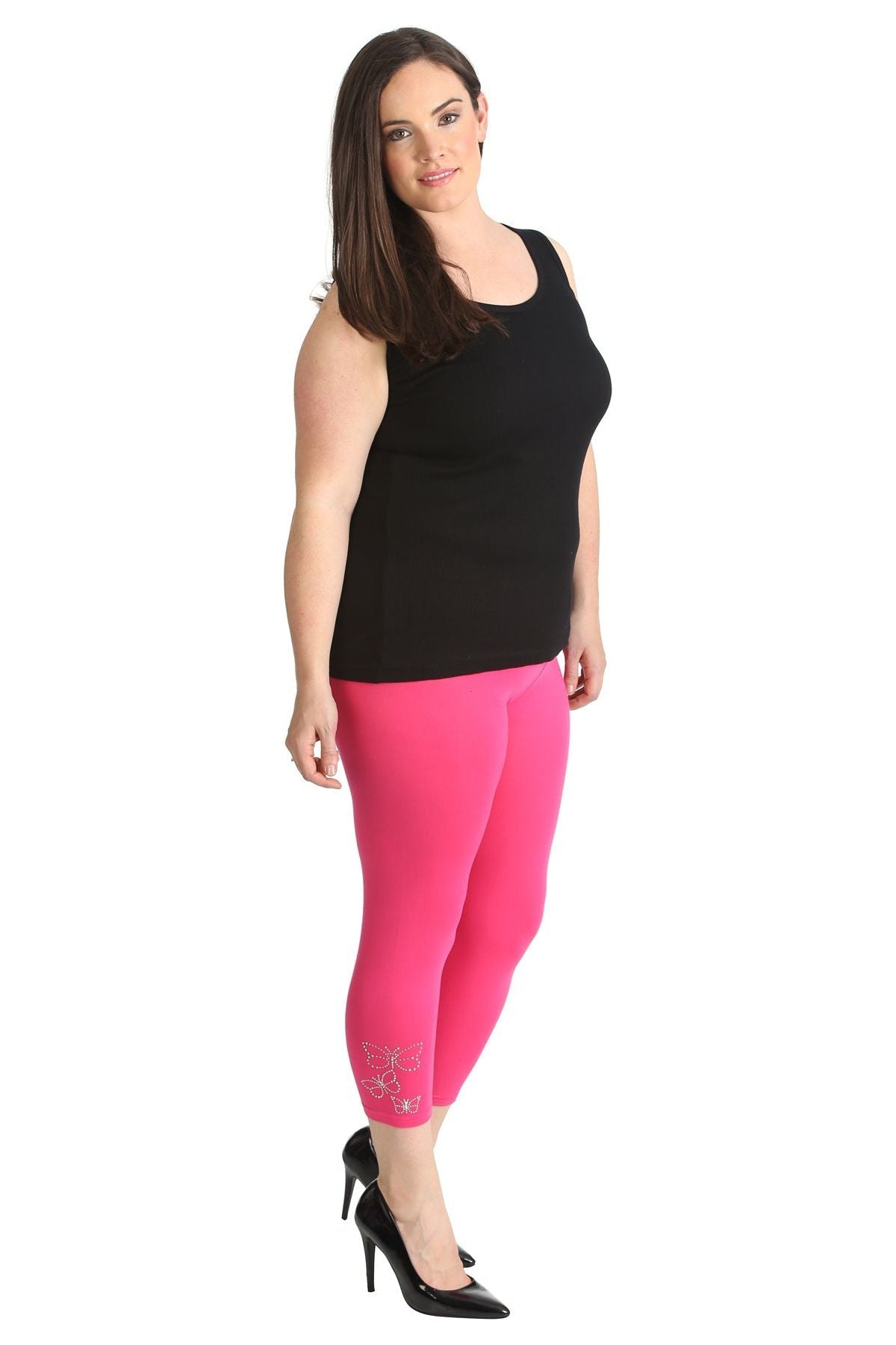 3/4 Butterfly Sequin Leggings Leggings WearAll