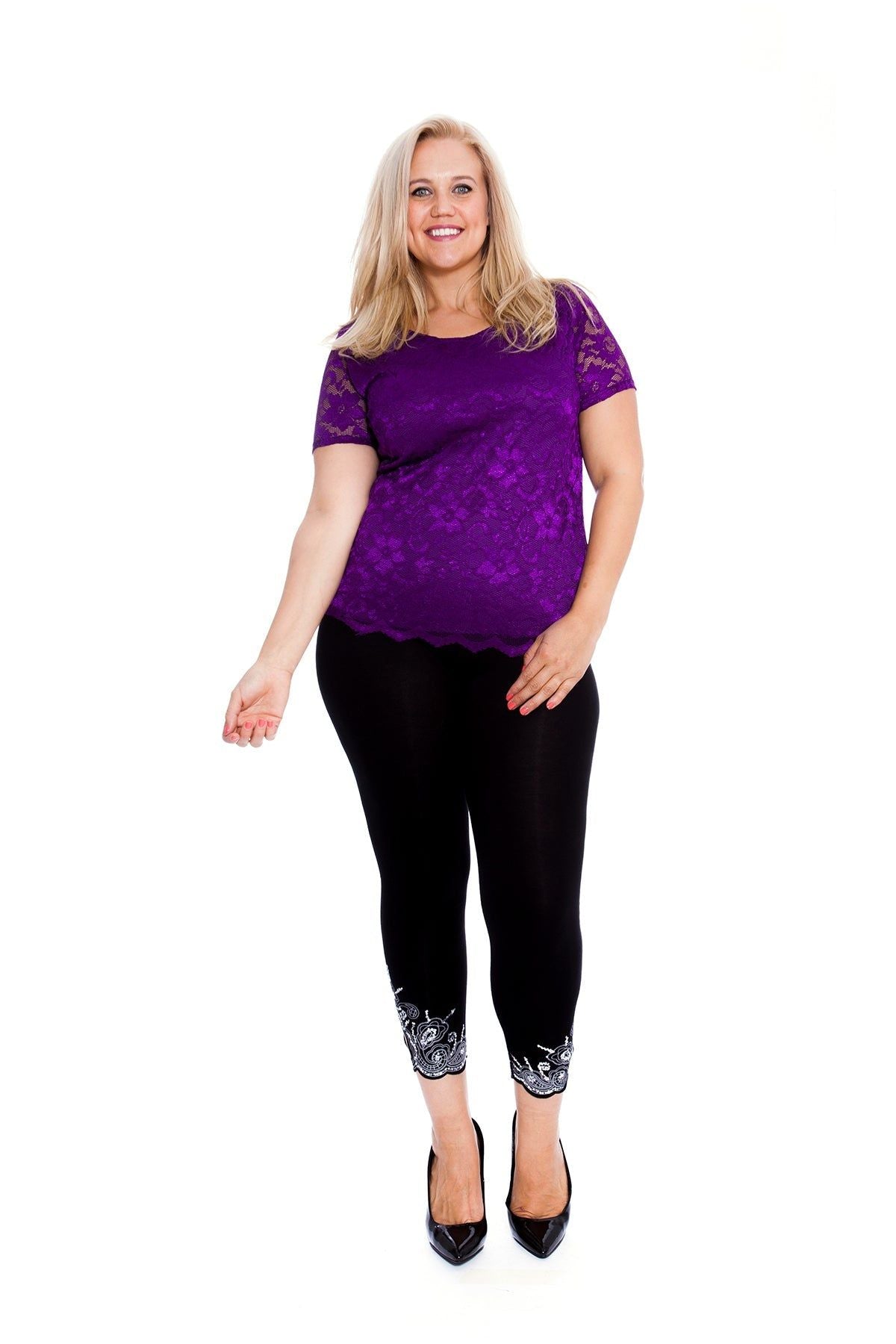 Lace Lined Scallop Edge T-Shirt Top Tops WearAll