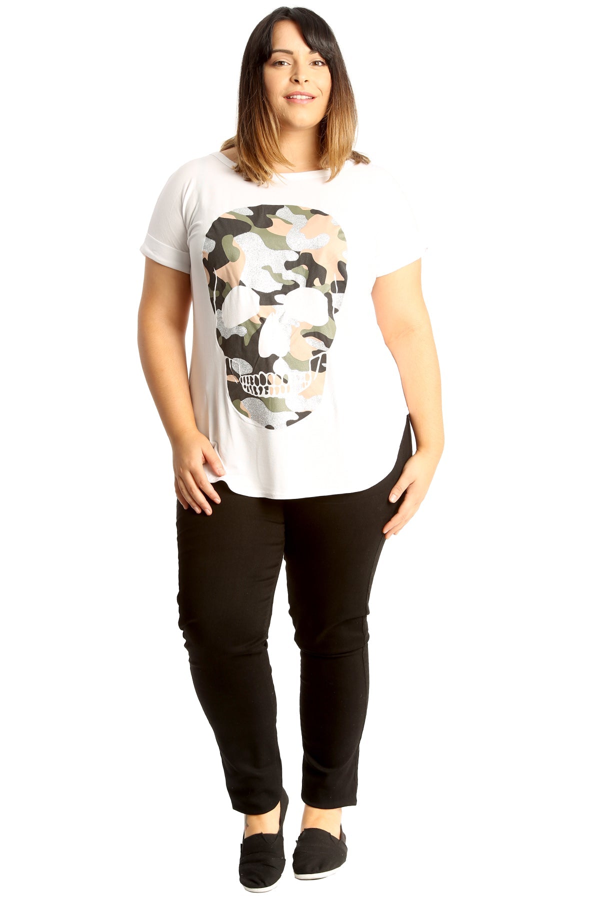 Glitter Skull Print Top Tops WearAll