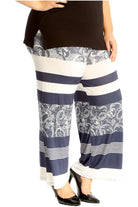 Plus Size Navy Abstract Print Palazzo Trouser Palazzo WearAll