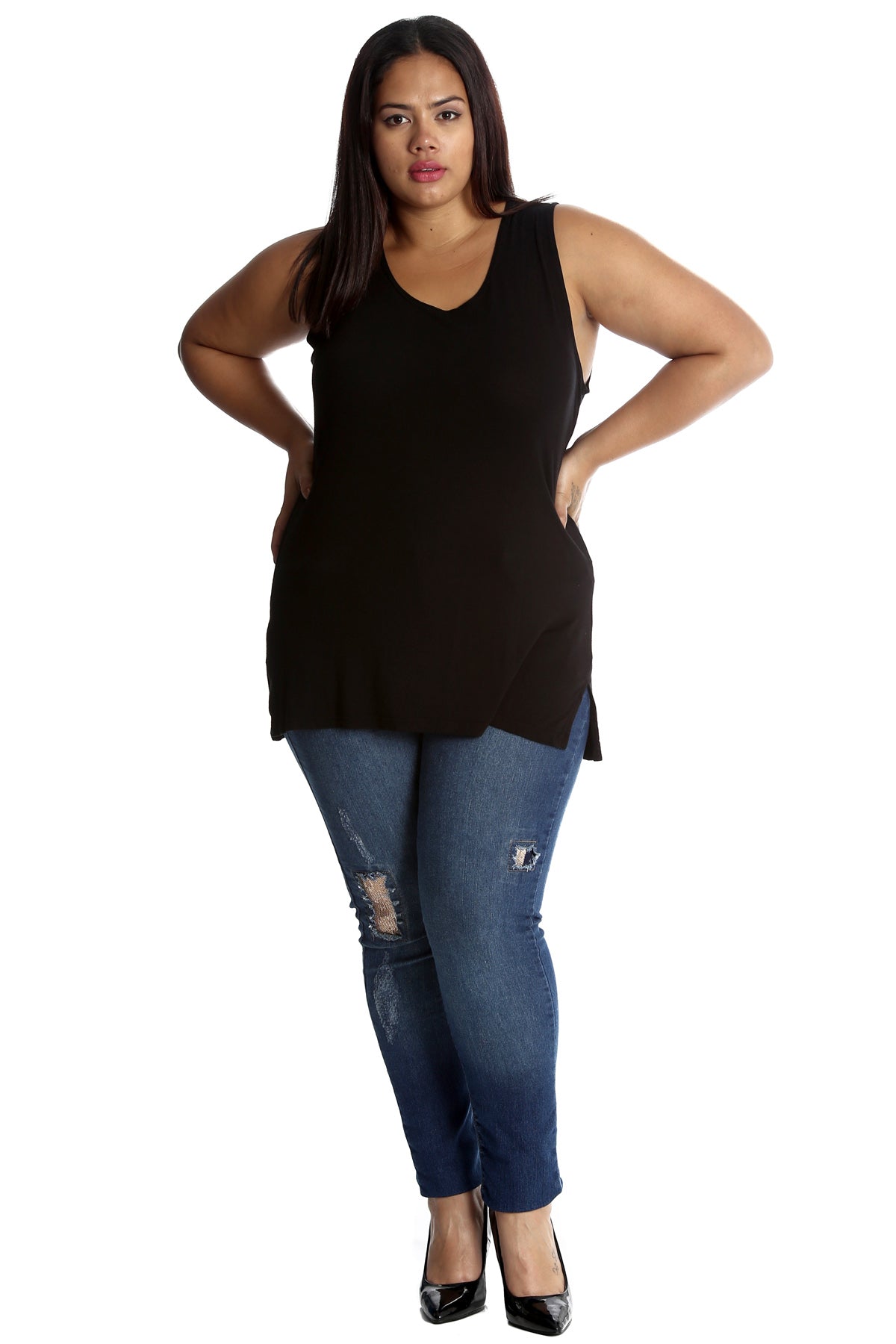 Silver Sequin Patched Ripped Jeans Jeans WearAll