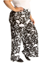 Plus Size Skull Roses Print Palazzo Trouser Palazzo WearAll Skull Roses 16-18