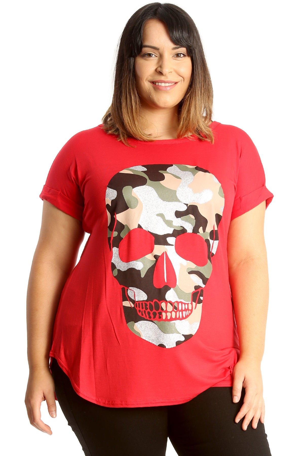 Glitter Skull Print Top Tops WearAll