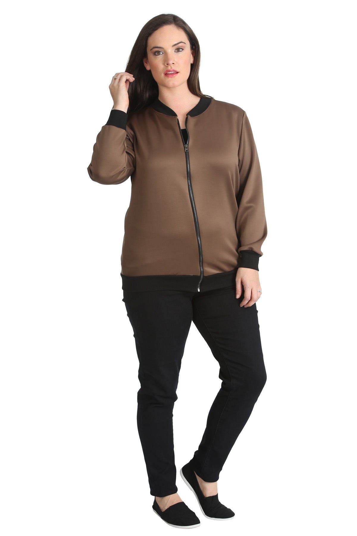 Plain Bomber Jacket Sleeve Top Jacket WearAll