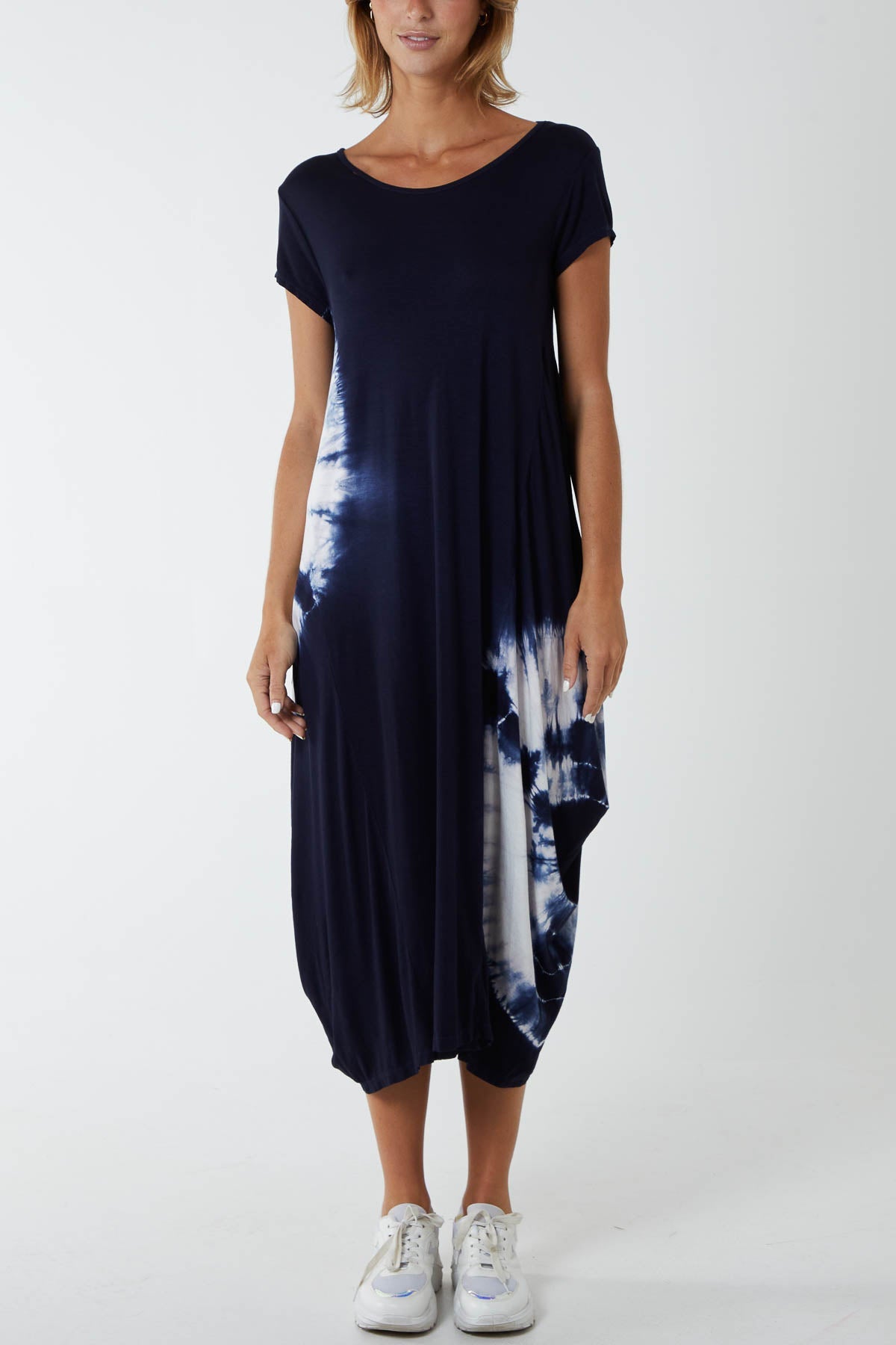 Tie Dye Parachute Midi Dress DMF2 WearAll Navy One Size