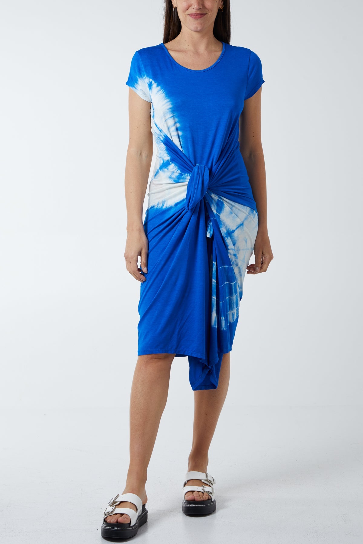 Tie Dye Parachute Midi Dress DMF2 WearAll Blue One Size