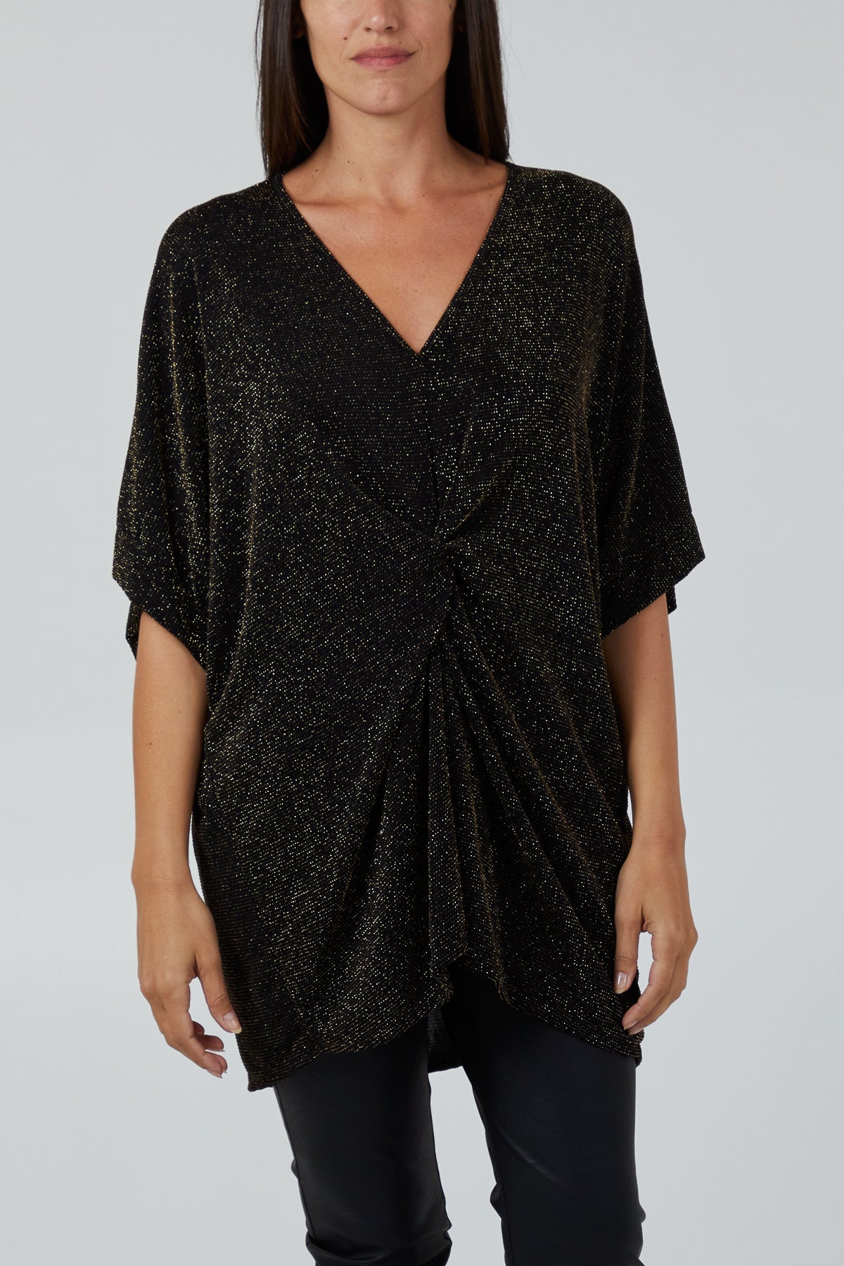 Glitter Lurex Twist Front Oversized Blouse TOPMF2 WearAll