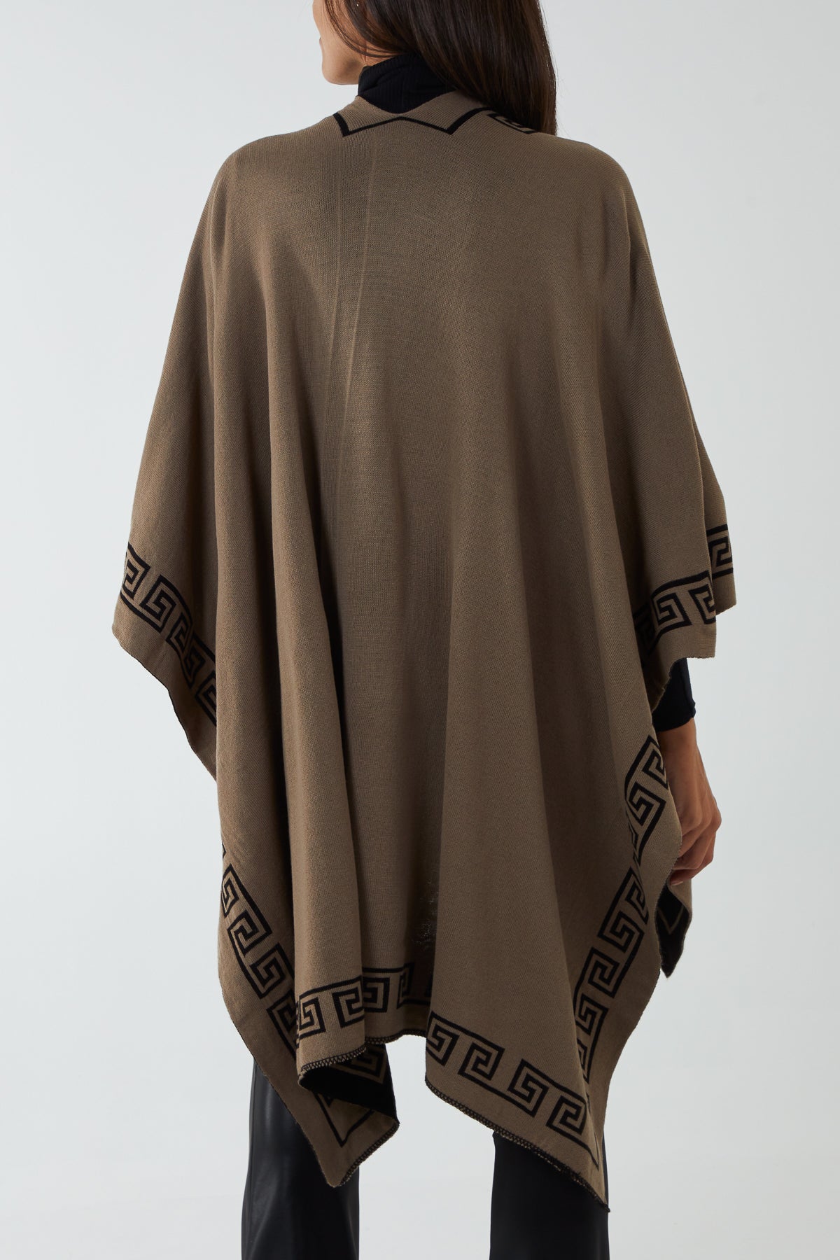 Reversible Geometric Trim Fine Knitted Cape PC1 WearAll