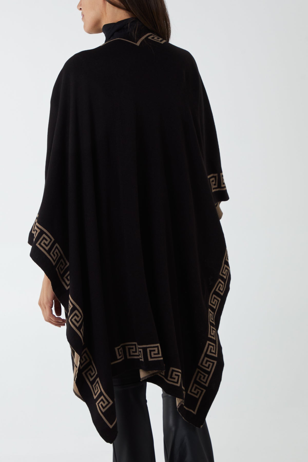 Reversible Geometric Trim Fine Knitted Cape PC1 WearAll