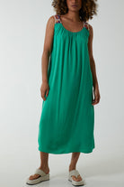 Crochet Sleeve Scoop Neck Midi Dress Dresses WearAll Jade One Size