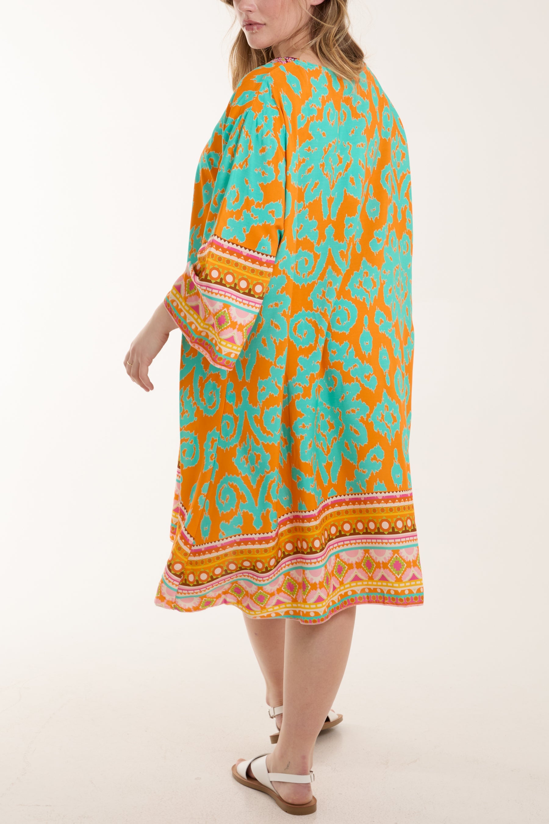 Embroidery V-Neck Printed Tunic Dress Dresses WearAll