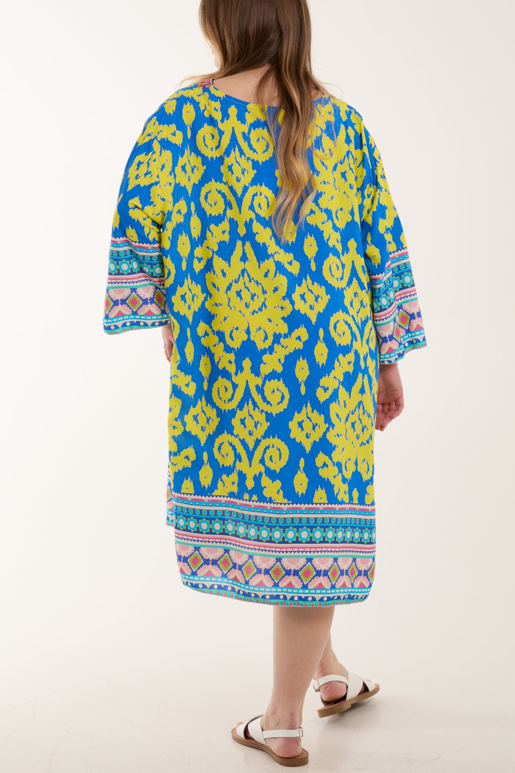 Embroidery V-Neck Printed Tunic Dress Dresses WearAll