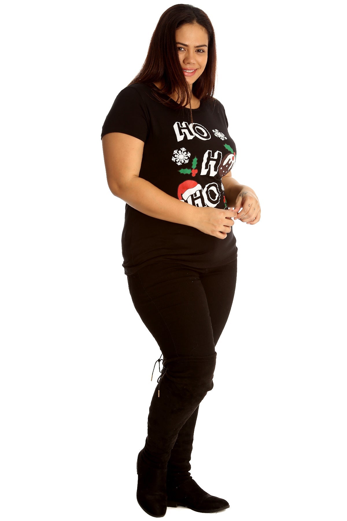 Holly Snowflake Christmas Short Sleeve Top Tops WearAll