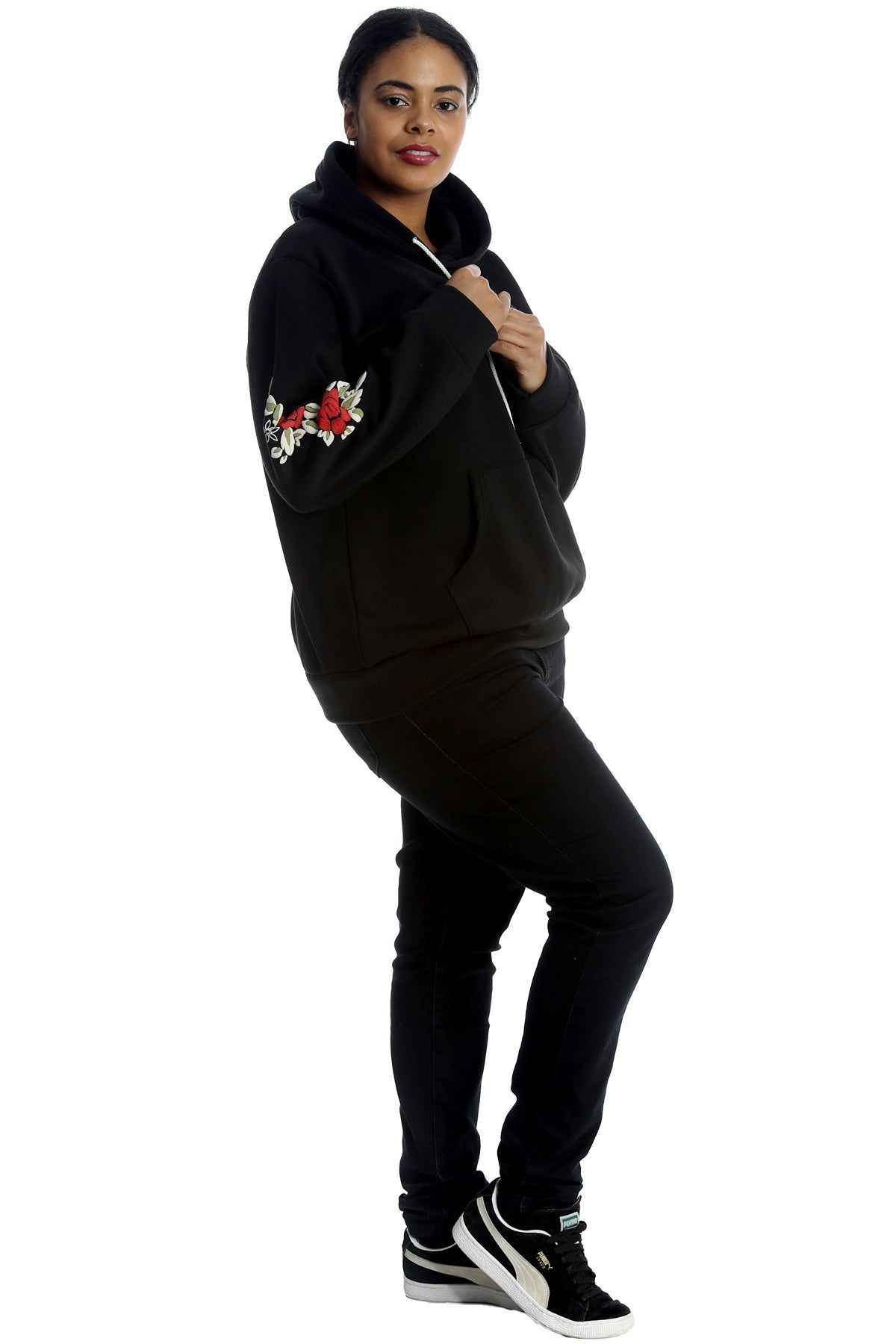 Embroidered Pouch Pocket Sweatshirt Tops WearAll