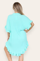OverSized Italian Gold Button Pleated Frill Ruffle Dress Top Dress WearAll