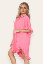 OverSized Italian Gold Button Pleated Frill Ruffle Dress Top Dress WearAll