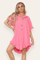 OverSized Italian Gold Button Pleated Frill Ruffle Dress Top Dress WearAll