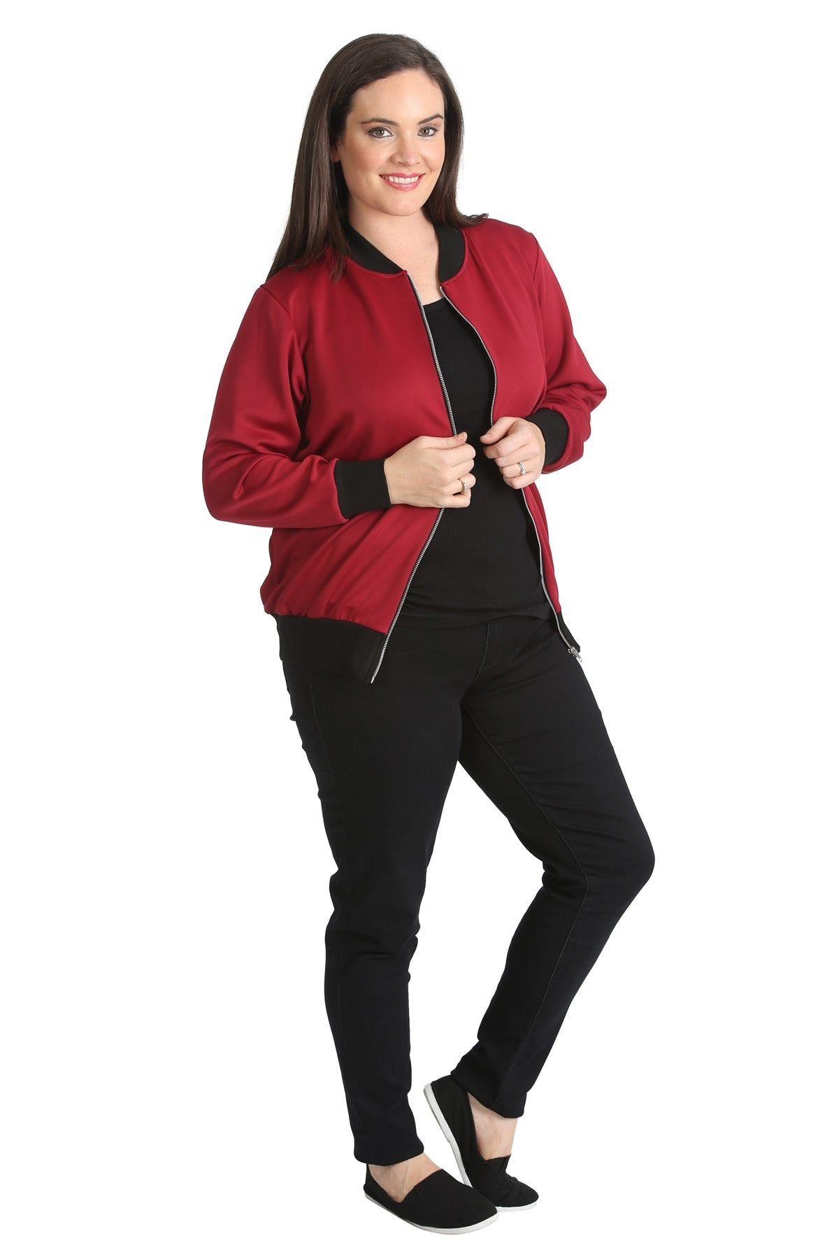Plain Bomber Jacket Sleeve Top Jacket WearAll