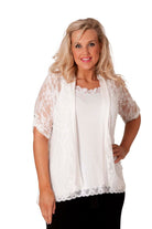 Lace Open Short Cardigan Top cardigan WearAll White 14
