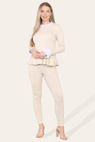 Peplum Frill Neck Suit Pleated Lounge Wear Set Loungewear WearAll