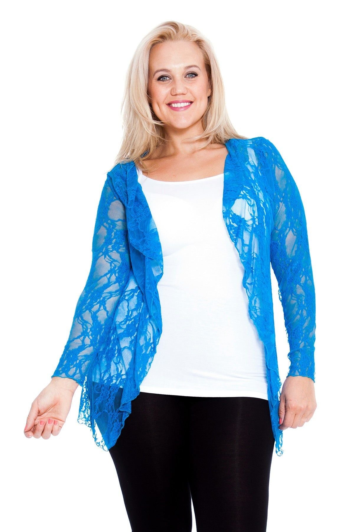 Floral Lace Open Cardigan Waterfall Top Tops WearAll