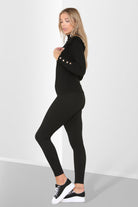 Puff Sleeves Set Frill Hem Peplum Ribbed Lounge Wear Suit Loungewear WearAll