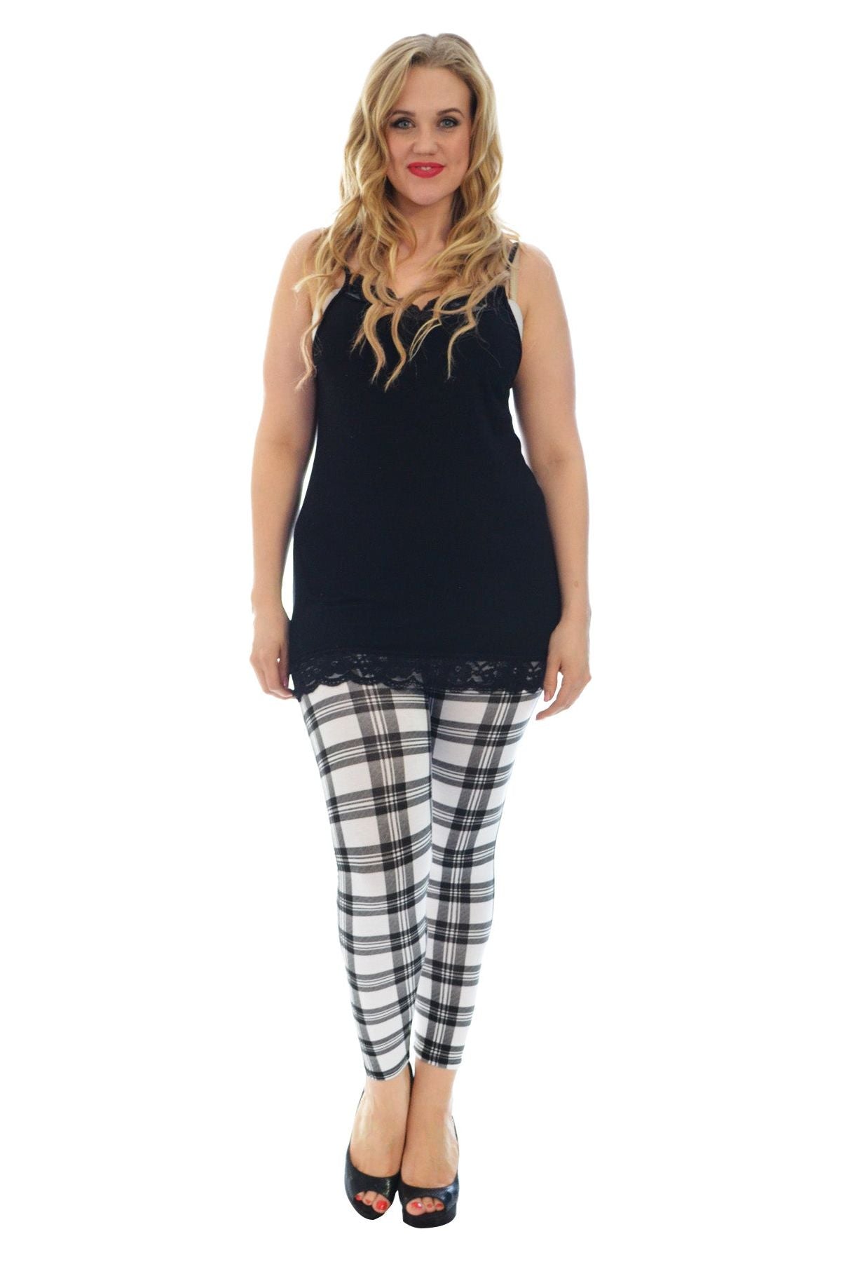 Plus Size Tartan Check Print Long Leggings Leggings WearAll