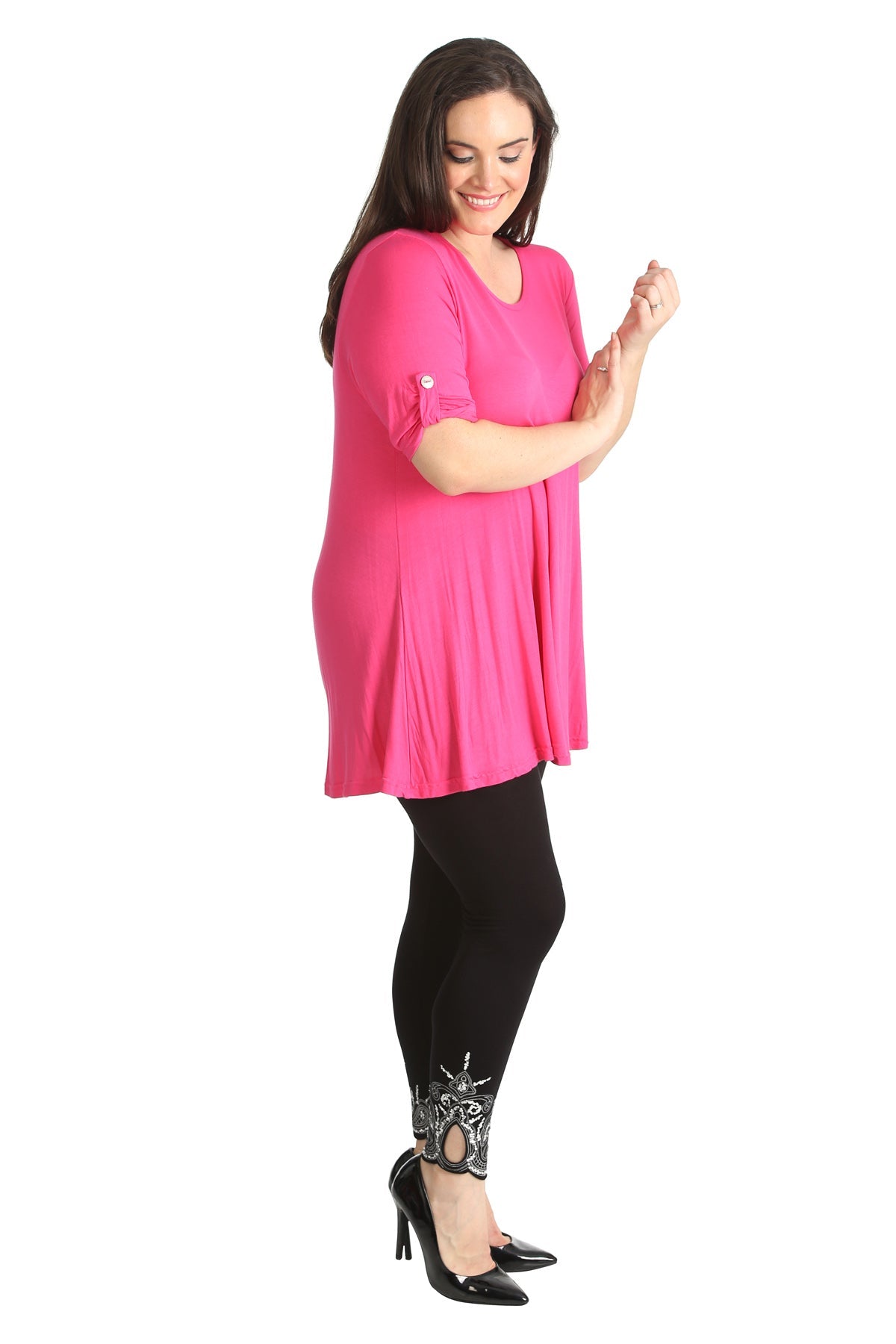 Scoop Neck Flared Ladies Plain Top Tops WearAll