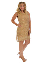 Floral Lace Sequin Ladies Sleeveless Party Dress Dress WearAll