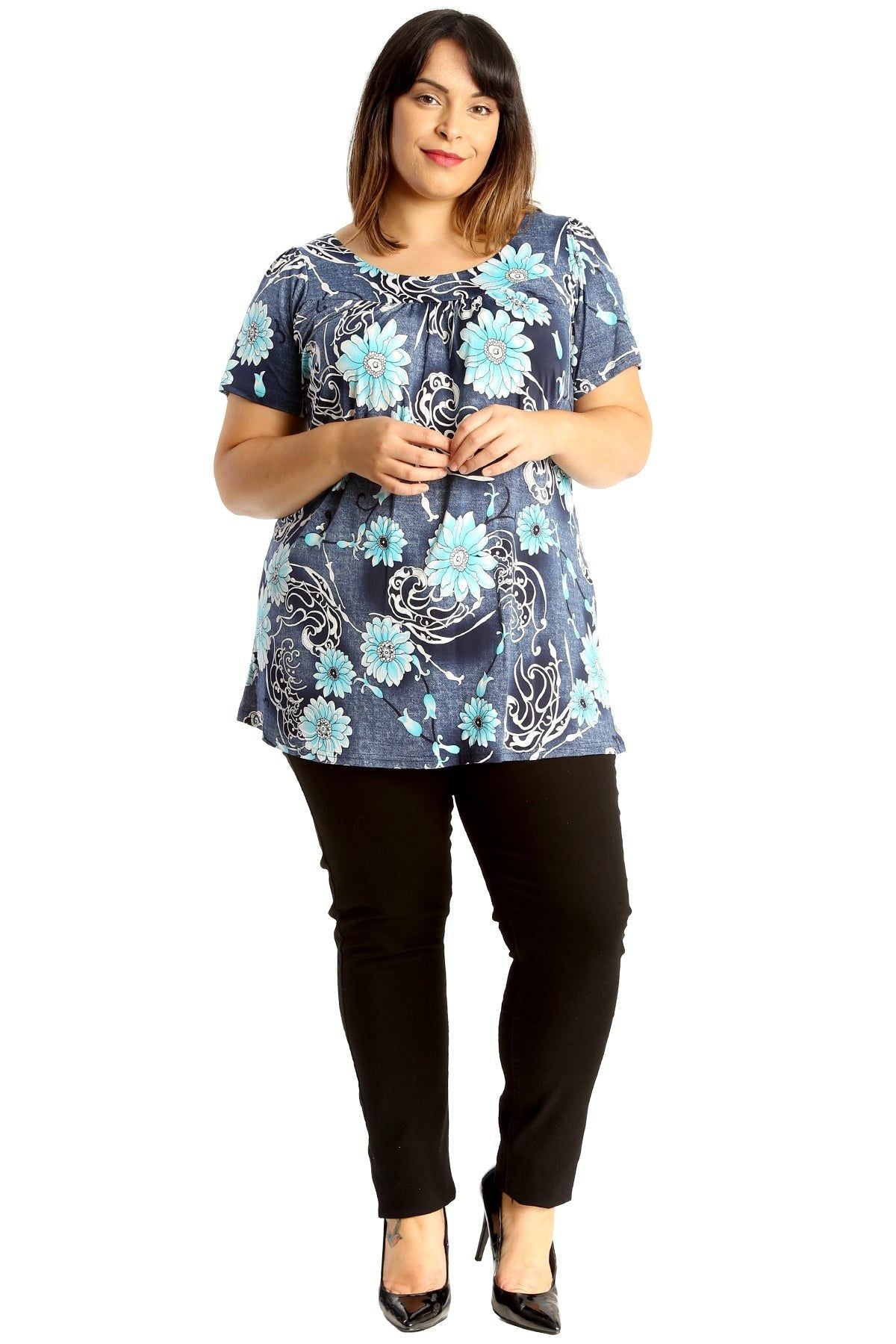 Floral Print Smock Tunic T-Shirt Top Tops WearAll