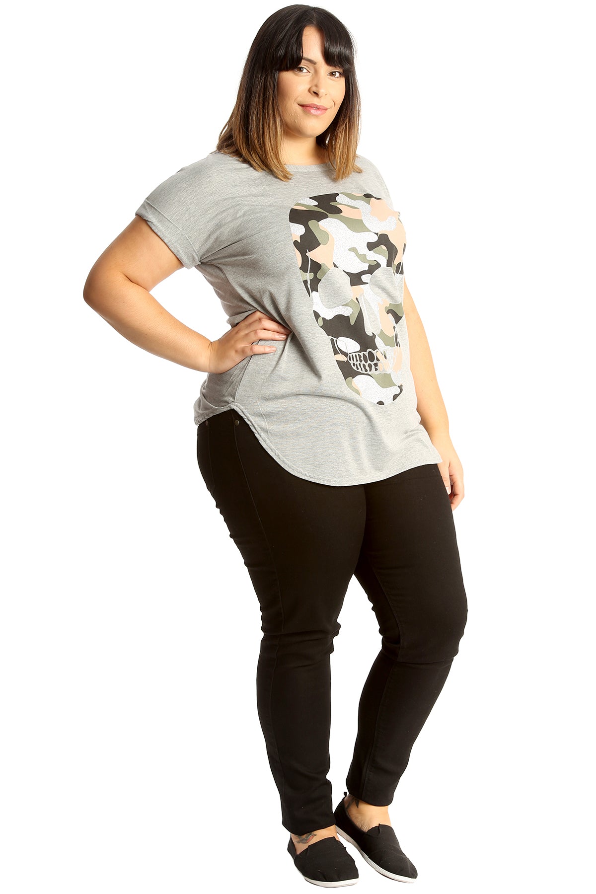 Glitter Skull Print Top Tops WearAll