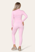 Ribbed High Neck Zipper Collar Jumpsuit Front Unitard Set Playsuits & Jumpsuits WearAll