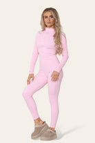 Ribbed High Neck Zipper Collar Jumpsuit Front Unitard Set Playsuits & Jumpsuits WearAll