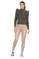 Ribbed Knit Gold Button Detail Jumper with Frill Playsuits & Jumpsuits WearAll