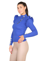 Ribbed Knit Gold Button Detail Jumper with Frill Playsuits & Jumpsuits WearAll