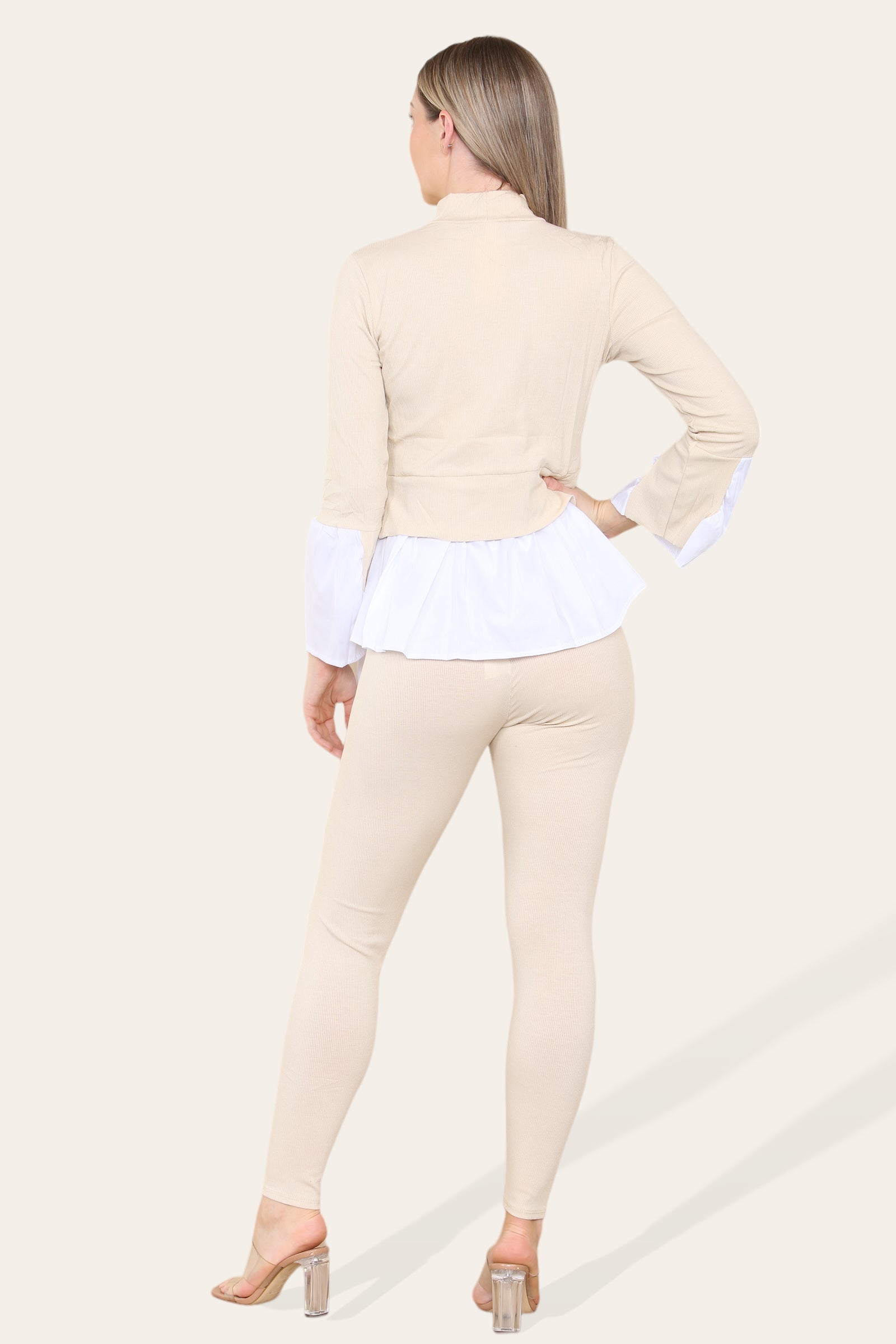 Ribbed Lounge Wear Flared Shirt and Leggings Co-Ord Set Loungewear WearAll