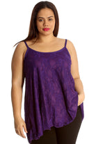 Lace Chiffon Sheer Lined Swing Vest Tops WearAll Purple 12-14
