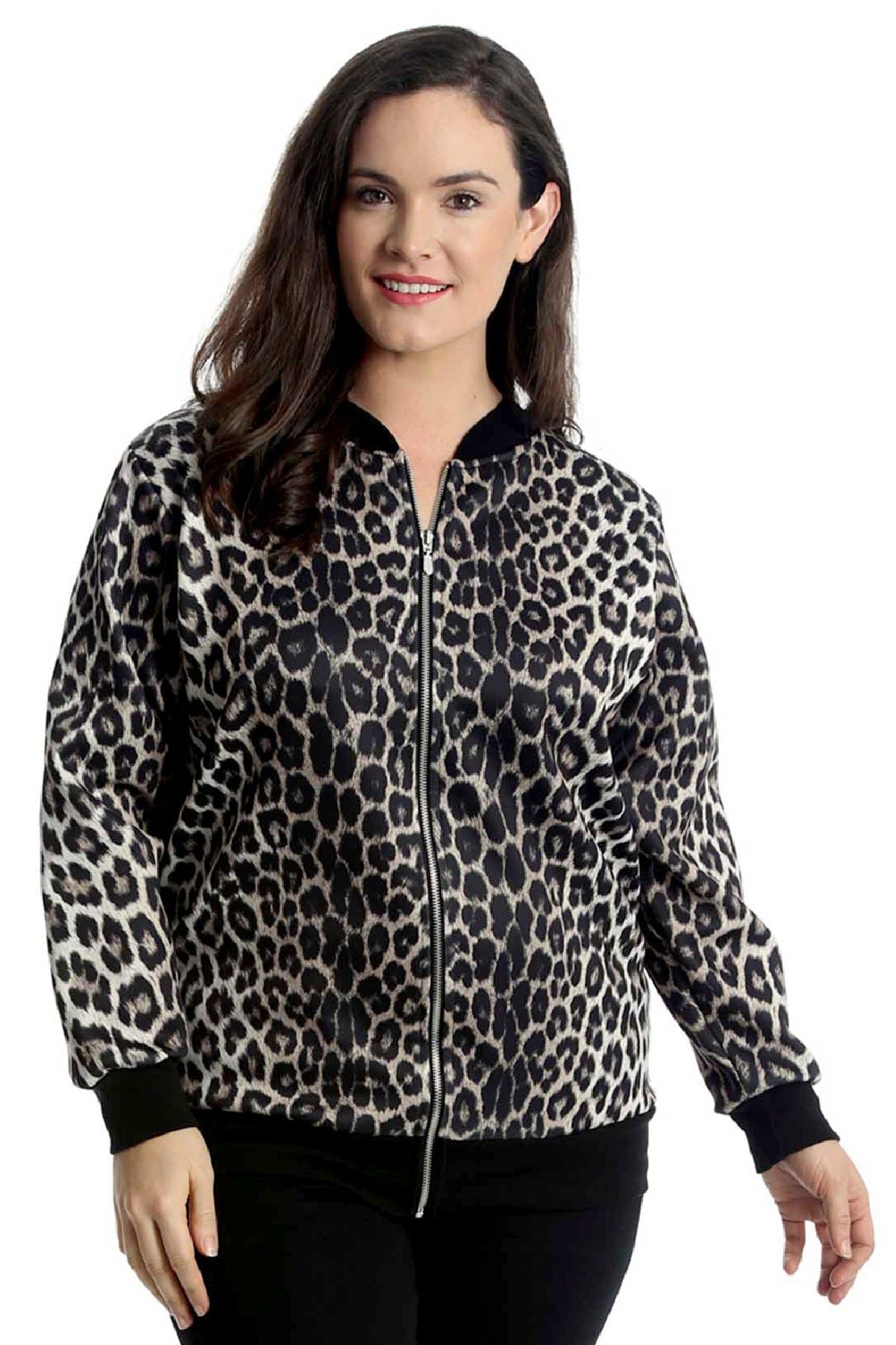 Plus Leopard Print Bomber Jacket WearAll