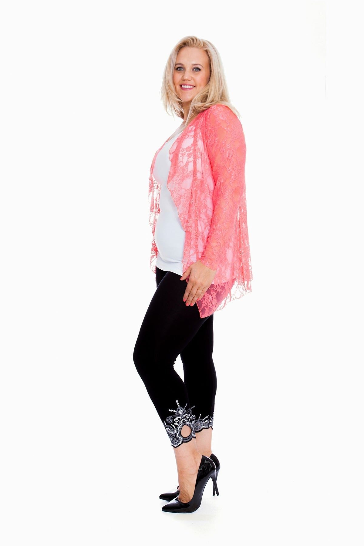 Floral Lace Open Cardigan Waterfall Top Tops WearAll