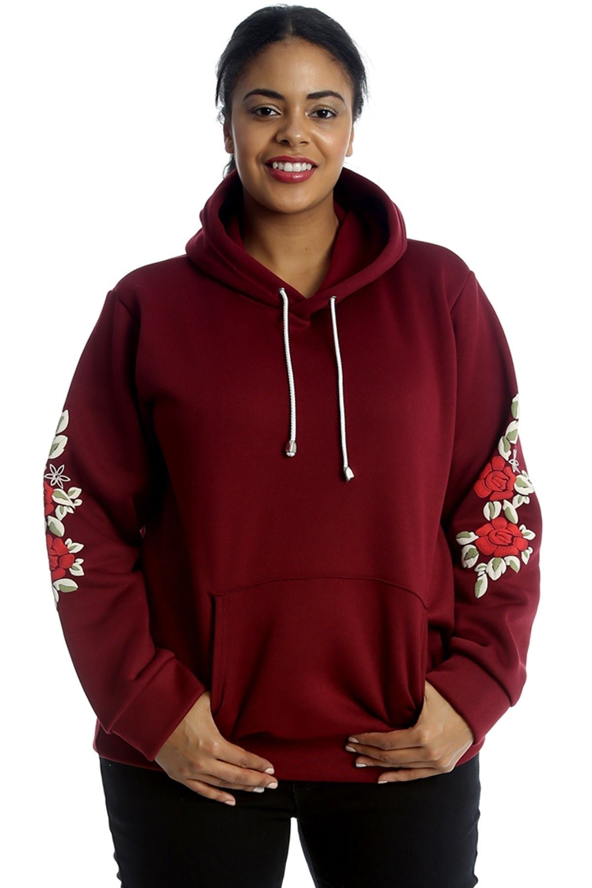 Embroidered Pouch Pocket Sweatshirt Tops WearAll