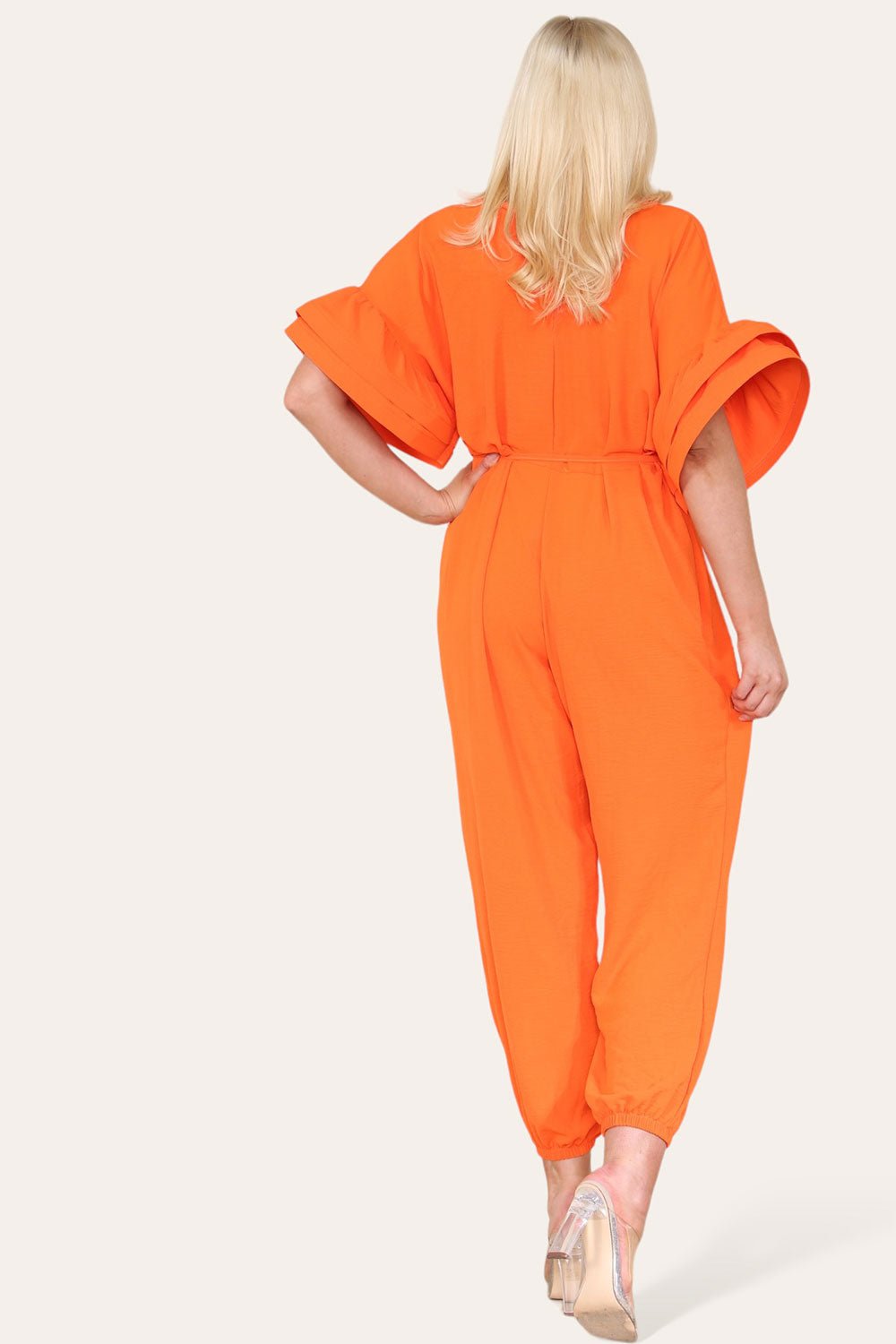 Ruffle Sleeves Frill Tie Jumpsuit Playsuits & Jumpsuits WearAll