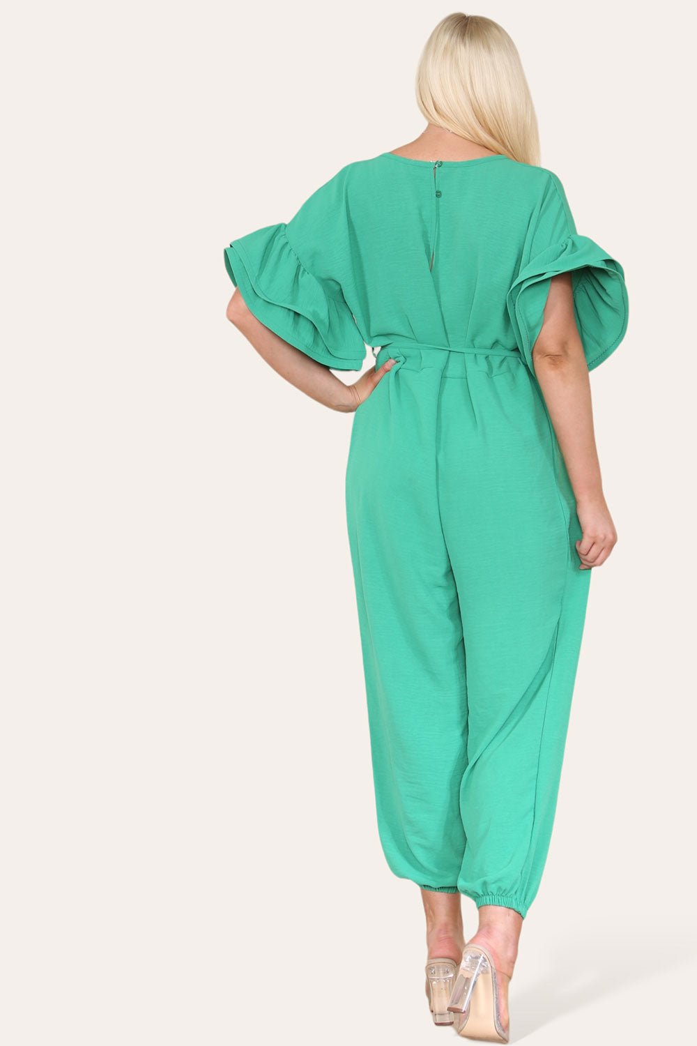 Ruffle Sleeves Frill Tie Jumpsuit Playsuits & Jumpsuits WearAll