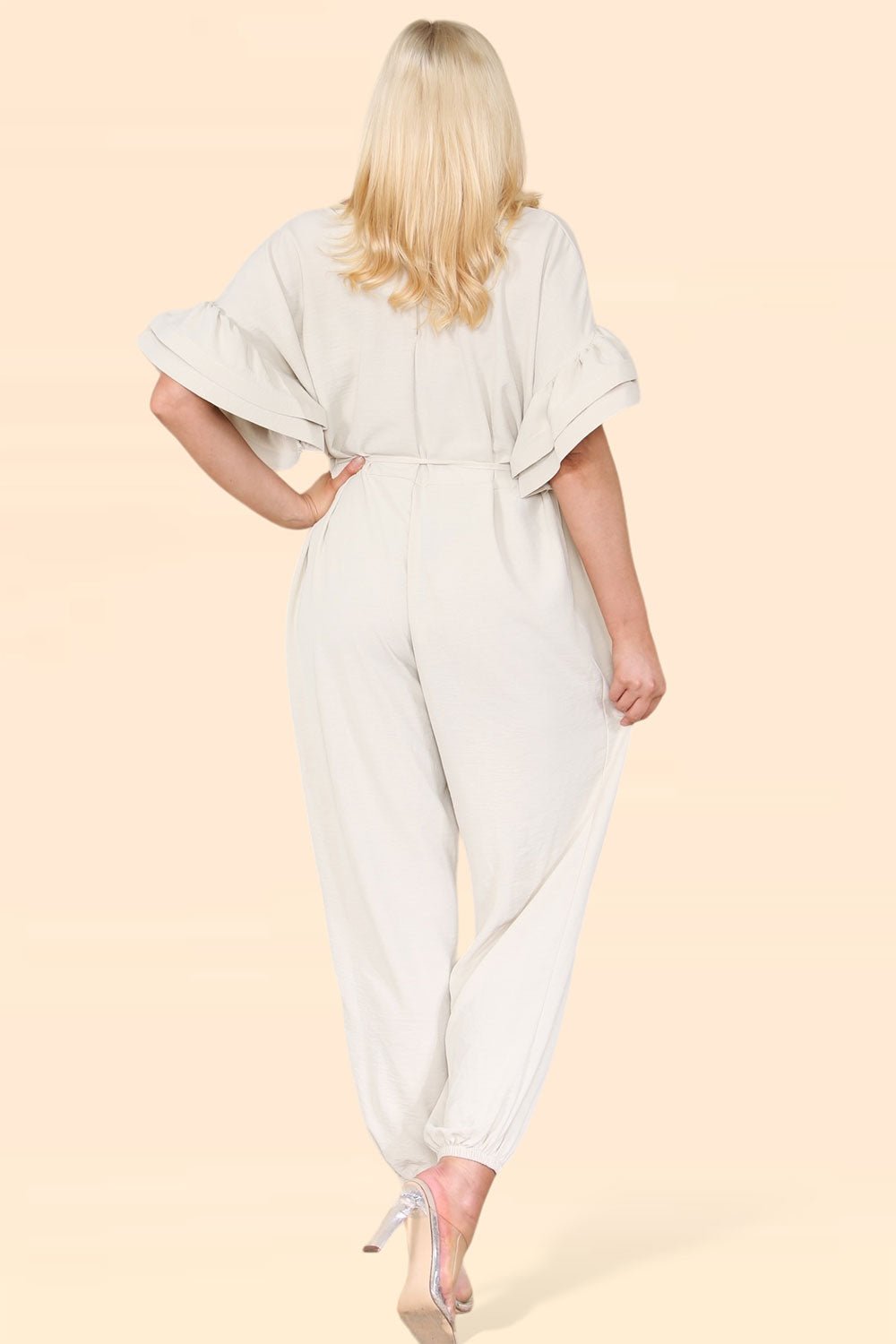 Ruffle Sleeves Frill Tie Jumpsuit Playsuits & Jumpsuits WearAll