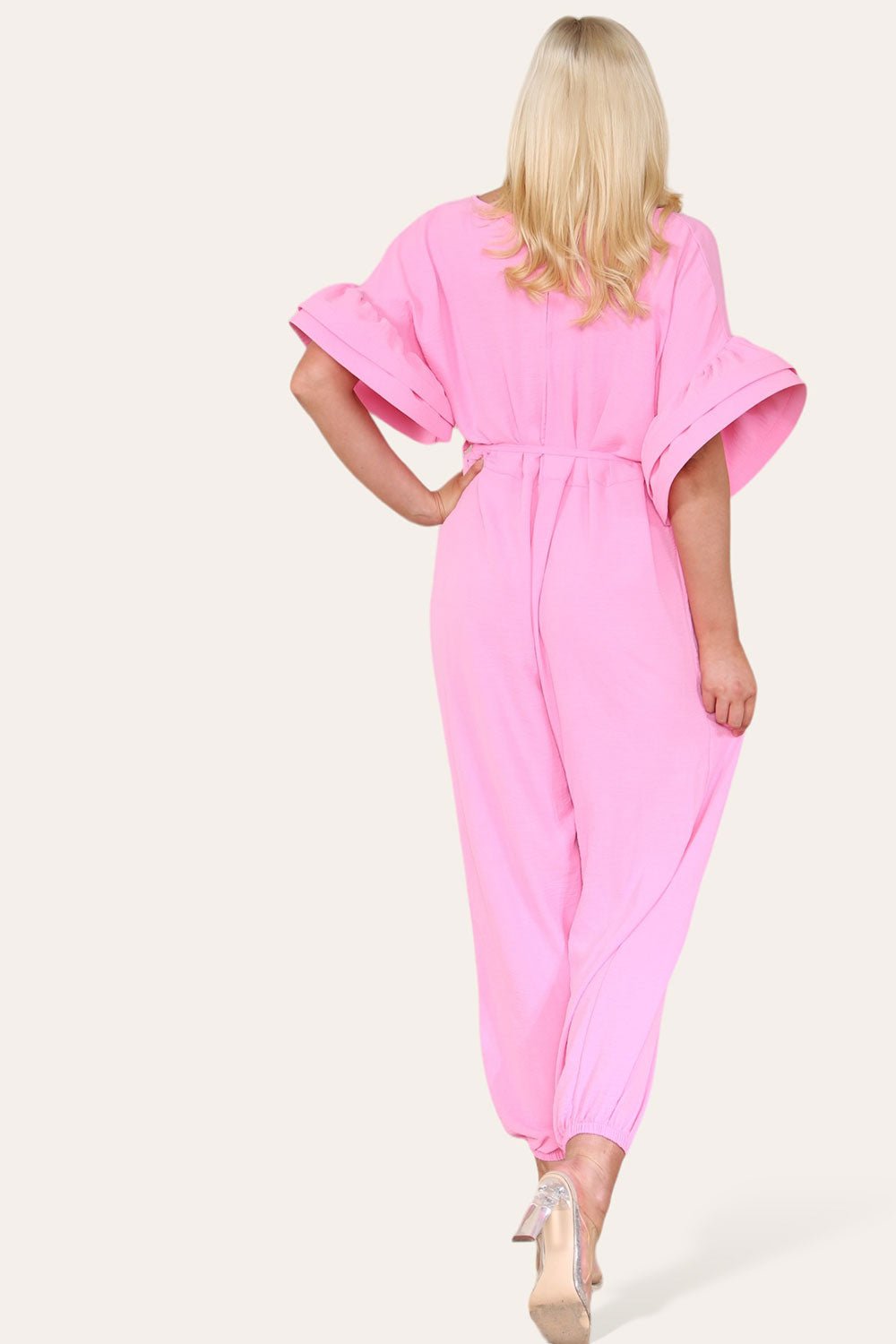 Ruffle Sleeves Frill Tie Jumpsuit Playsuits & Jumpsuits WearAll