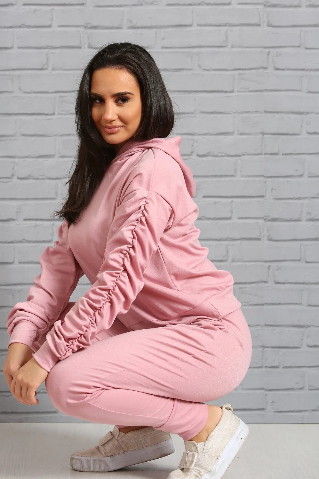 Ruched Sleeve Lounge Set Loungewear WearAll Pink 16-18