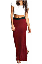 Pencil Long Maxi Skirt Elasticated Waist Skirt WearAll Wine 12-14