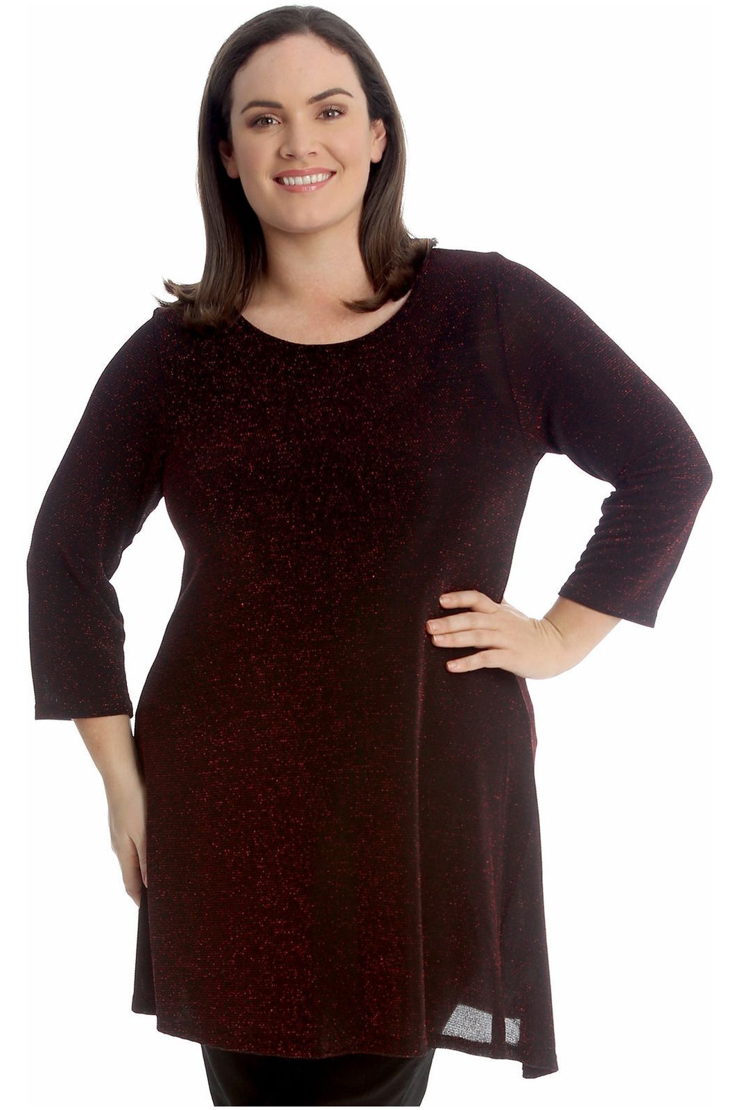 Lurex Sparkle Ladies Glitter Swing Short Dress WearAll Red 14