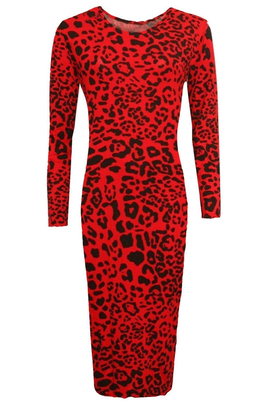 Bodycon Red Leopard Print Midi Dress Dress WearAll
